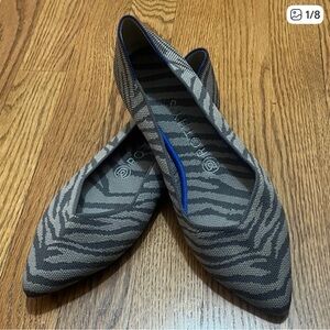 Rothy’s Gray Zebra Print “The Point” flats